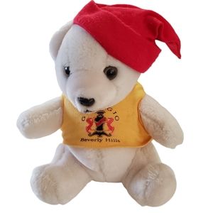Vintage Giorgio Beverly Hills Plush Teddy 8" Bear w Santa Hat Christmas